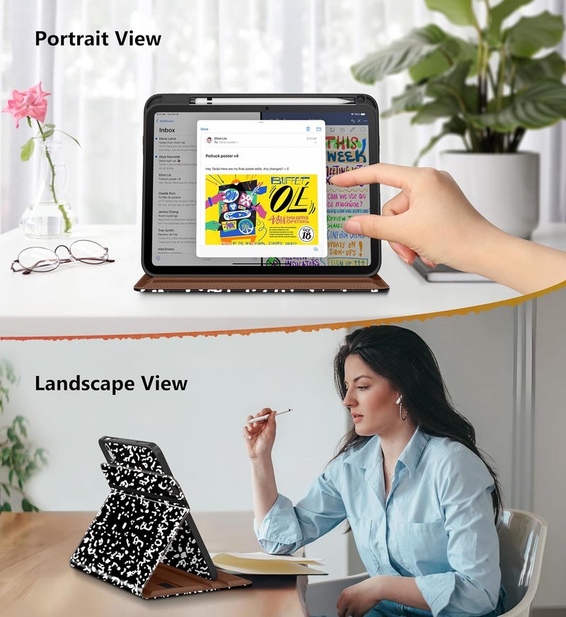 DTTO for iPad A16 Case, iPad 11th / 10th Generation Case (2025/2022), 360 Degree Rotating Premium Leather Folio Stand Cover with Pencil Holder, New Book - Image 3